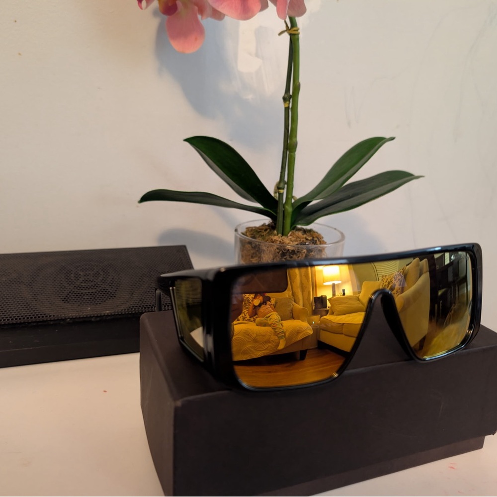 Tom Ford Black Sunglasses with Gold Lenses